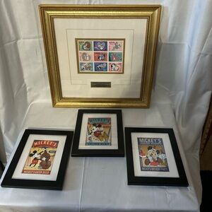 “Disney Sweethearts” Limited Edition Framed Stamps (89/1000) & Set of 3 Pictures